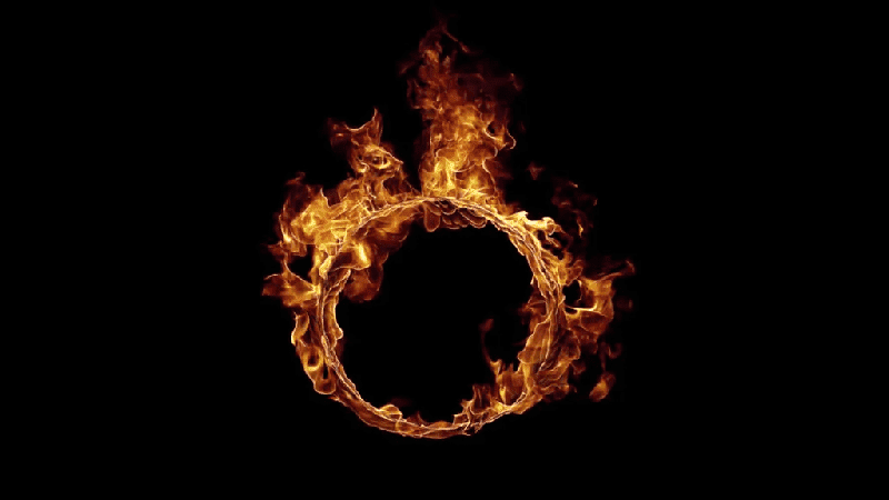 A ring of fire against a perfect black background