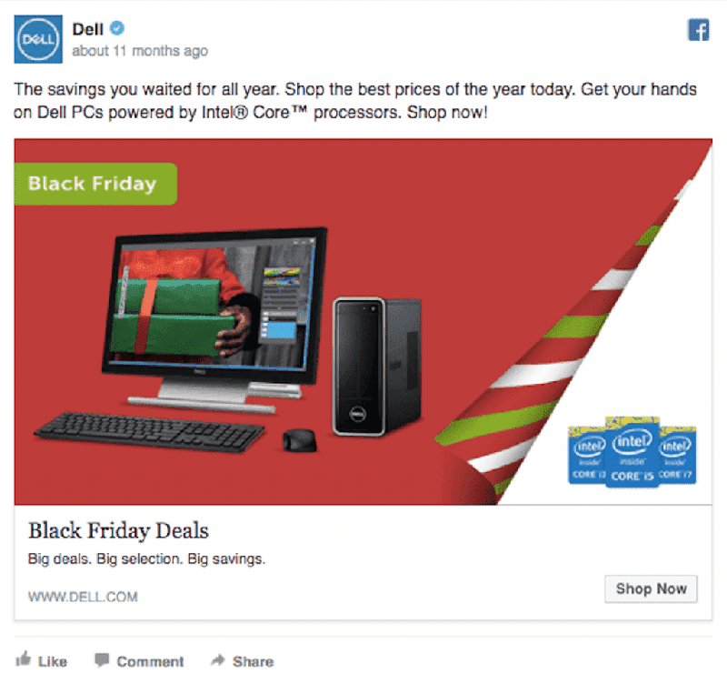 Dell Black Friday 2020 Facebook ad