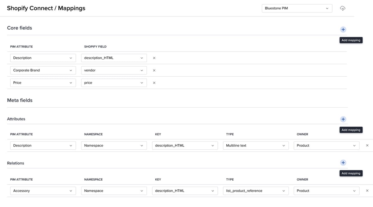Shopify Connect by Bluestone PIM screenshot 2