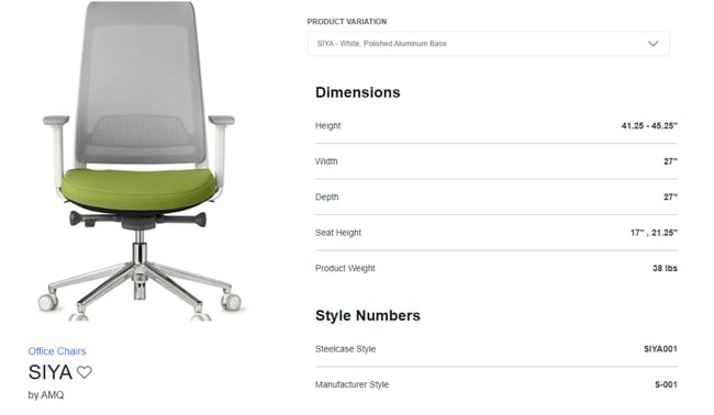 Product specifications example