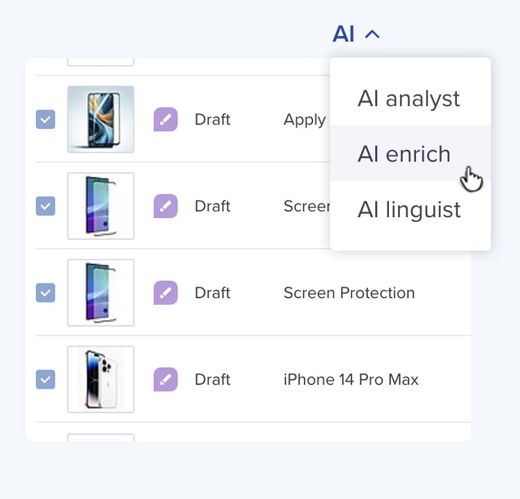 AI Enrich – in-context menu 