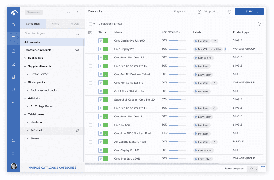 Screenshot of Bluestone's platform showing all products