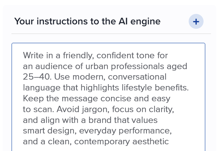 Custom instructions to the AI engine